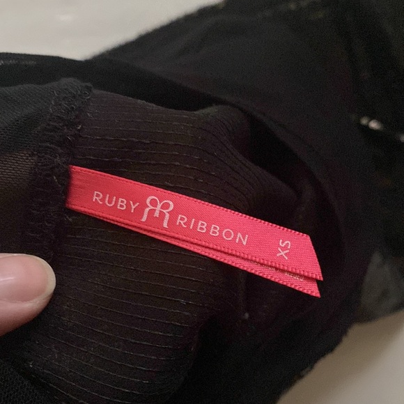 Ruby Ribbon sheer mesh black sequined festive top, size XS - Picture 3 of 5
